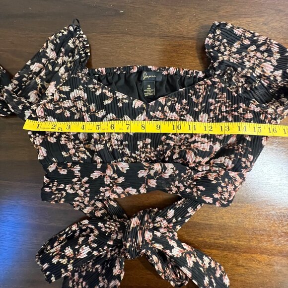 Accordian Bow Long Sleeve Going Out Top Fairy Grunge Whimsigoth Y2K Floral Small - Picture 5 of 13